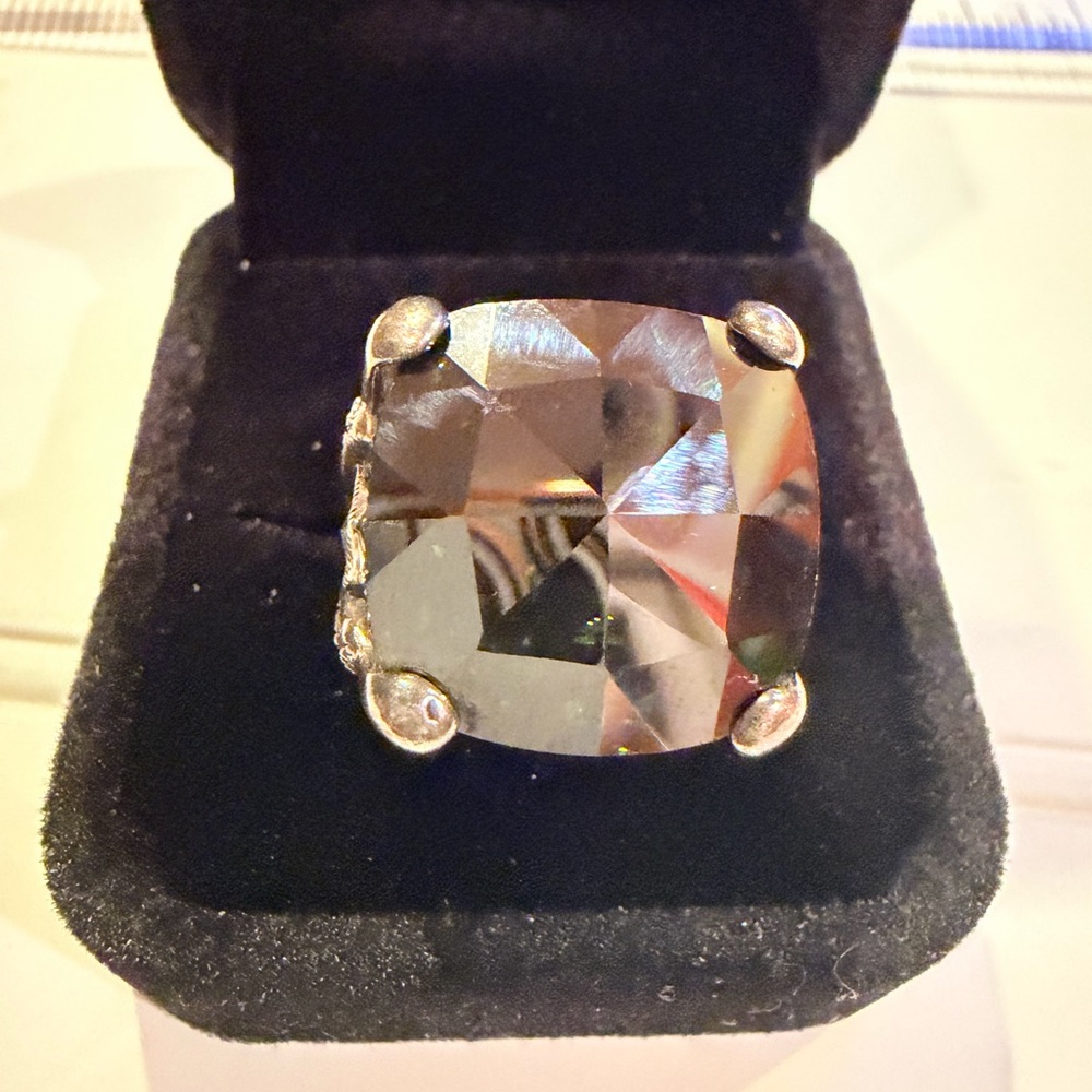 Sterling Silver Smoky Quartz Marcasite Statement Ring Art Deco Style - Picture 9 of 13